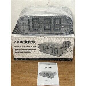 New Vintage PINCLOCK by DAKA Mechanical Displays Time Silver NIB Dead Stock